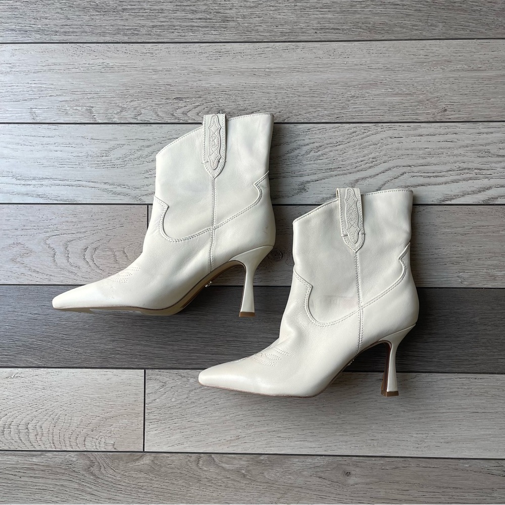 Sam Edelman Elegant White Leather Ankle Boots
